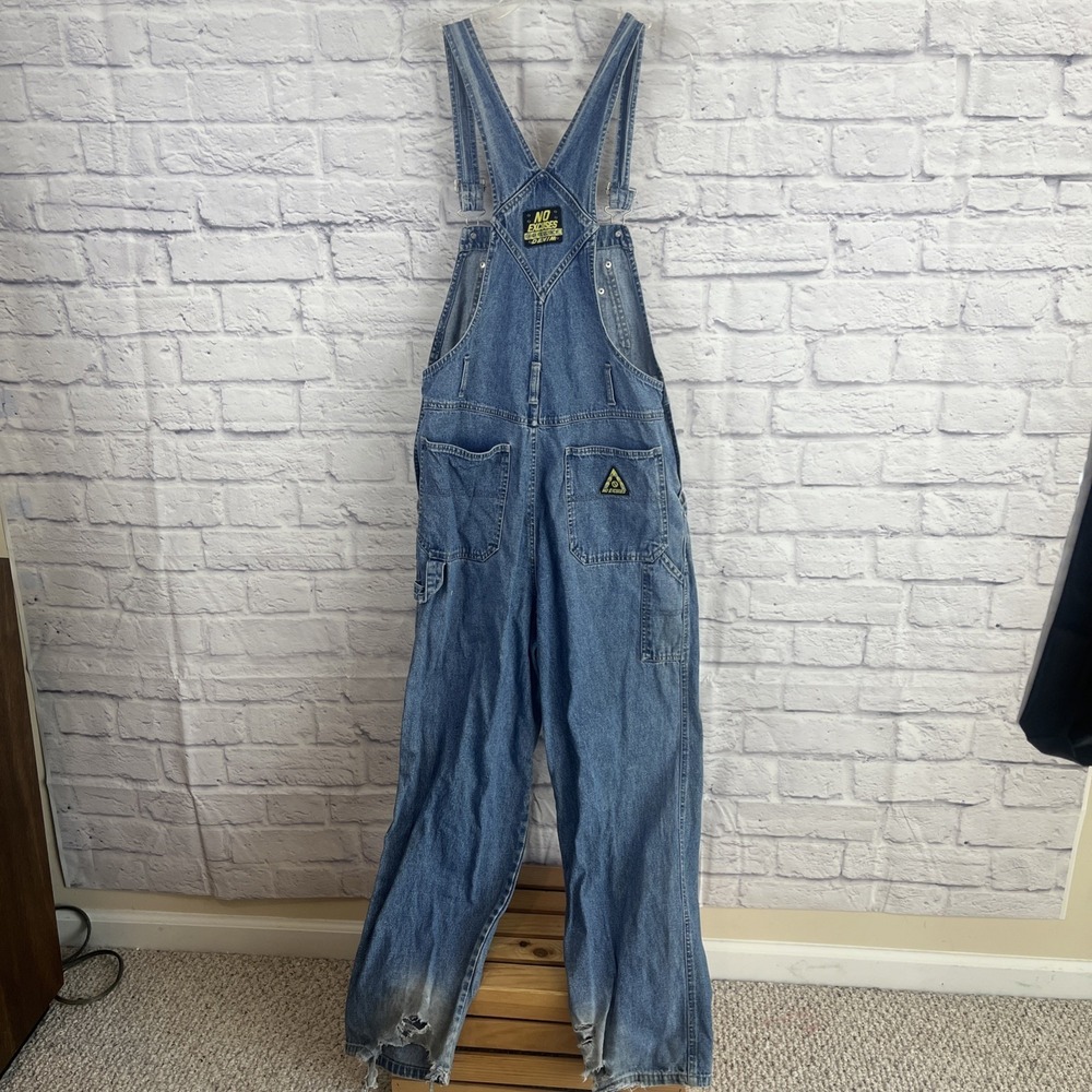 Vintage 90s No Excuses Denim Indie Streetwear Thrashed Overalls Size M READ - Picture 12 of 16